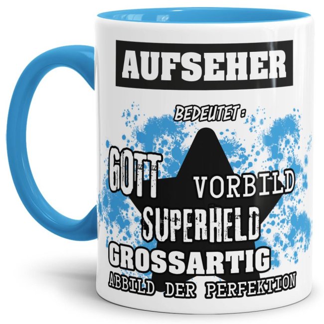 Bild von Berufe-Tasse - Bedeutung eines Aufsehers - Hellblau