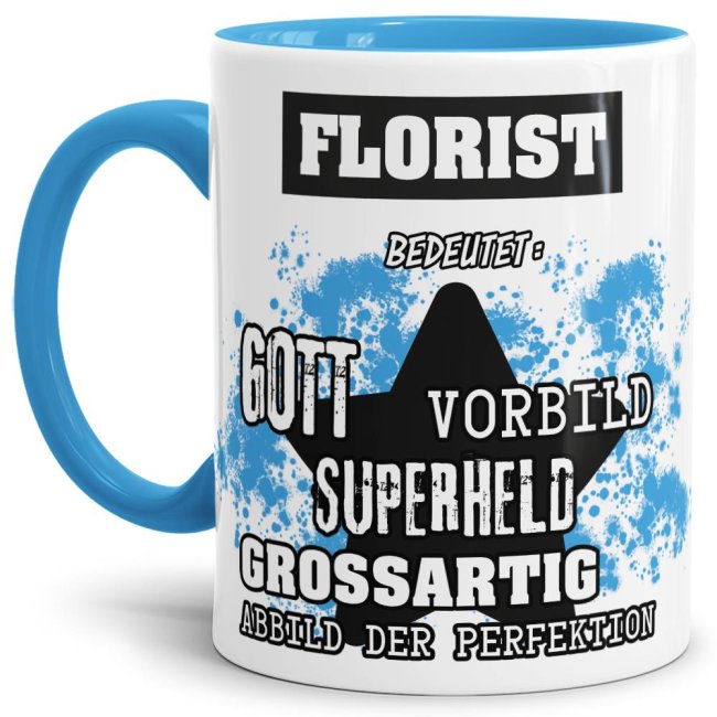 Bild von Berufe-Tasse - Bedeutung eines Floristen - Hellblau