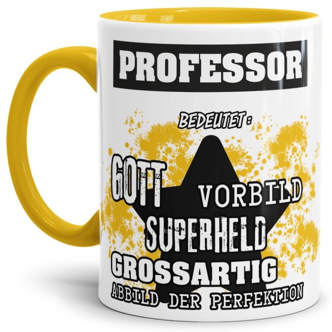 Bild von Berufe-Tasse - Bedeutung eines Professors - Gelb