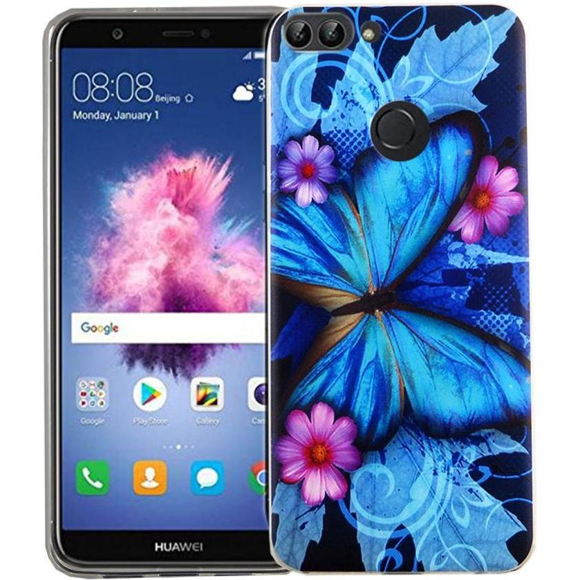 Bild von König Design Huawei P Smart Handyhülle Schutzcase Blauer Schmetterling Cover Bumper Etuis Neu (Huawei P Smart+), Smartphone Hülle, Blau