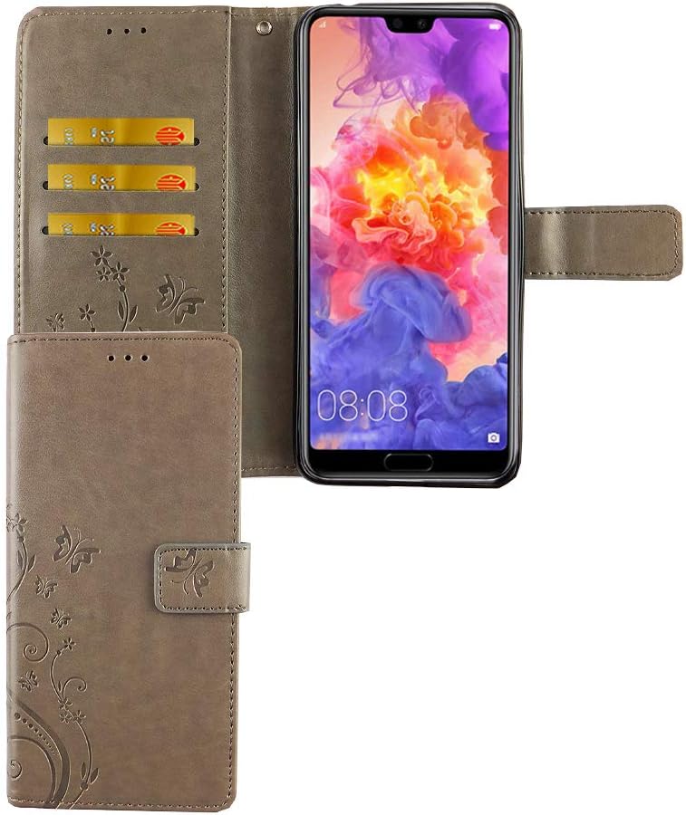 Bild von König Design Handyhülle geeignet für Huawei P20-Pro | Grau | P20-Pro-Schutz-Hülle | Klapphülle-P20-Pro | mit Kartenfach