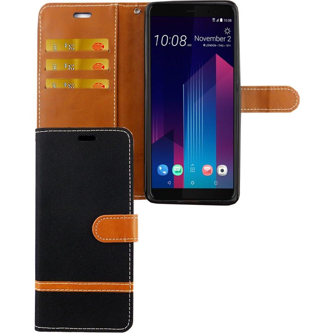 Bild von König Design Hülle Handy Schutz für HTC U12 Plus Case Cover Tasche Wallet Etui Handyhülle Neu (HTC U12+), Smartphone Hülle, Schwarz