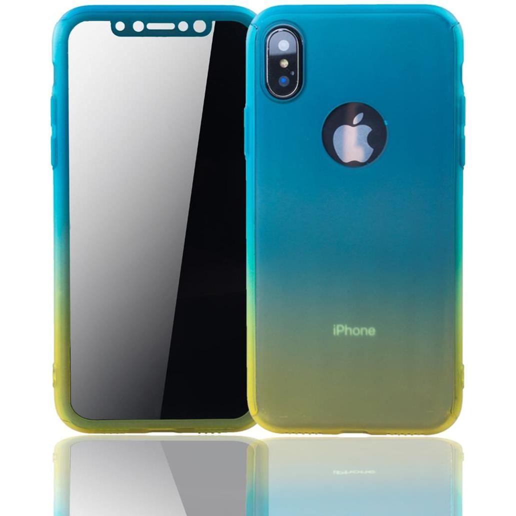 Bild von König Design Hülle Handy Schutz für Apple iPhone XS Full Case Cover Displayschutz Bumper Gelb (Apple iPhone XS), Smartphone Hülle, Mehrfarbig