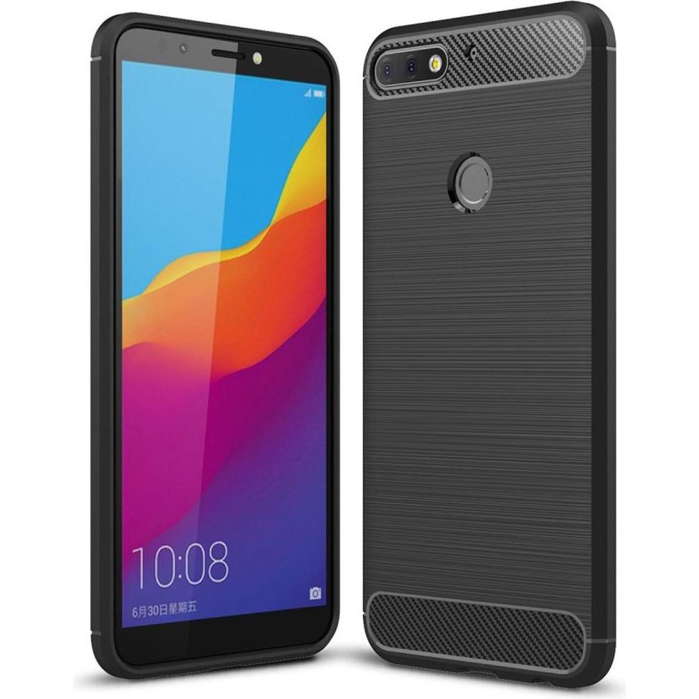 Bild von König Design Hülle Handy Schutz für Huawei Honor 7C Case Cover Bumper Carbon Optik Schwarz (Honor 7c), Smartphone Hülle, Schwarz