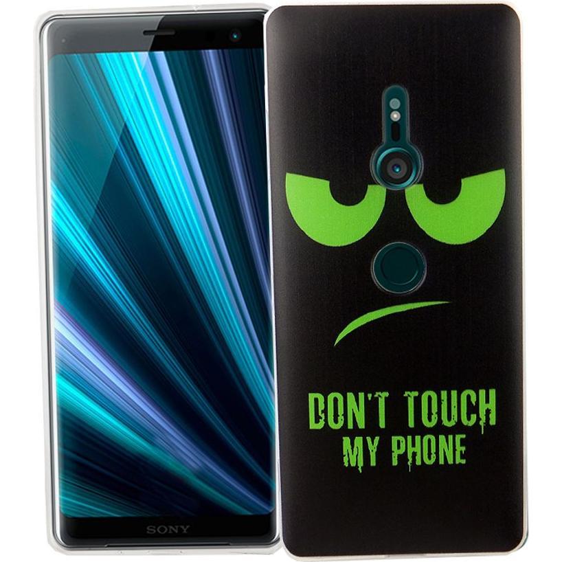 Bild von König Design Sony Xperia XZ3 Handy Hülle Schutz Case Cover Bumper Dont Touch My Phone Grün (Sony Xperia XZ3), Smartphone Hülle, Schwarz