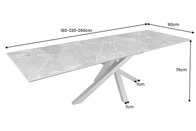 Bild von riess-ambiente Esstisch MARVELOUS 180-220-260cm grau-rost / kupfer-gold · bis 12 Personen (Einzelartikel, 1-St), Keramik · Glas-Platte · Metall · ausziehbar · Industrial Design