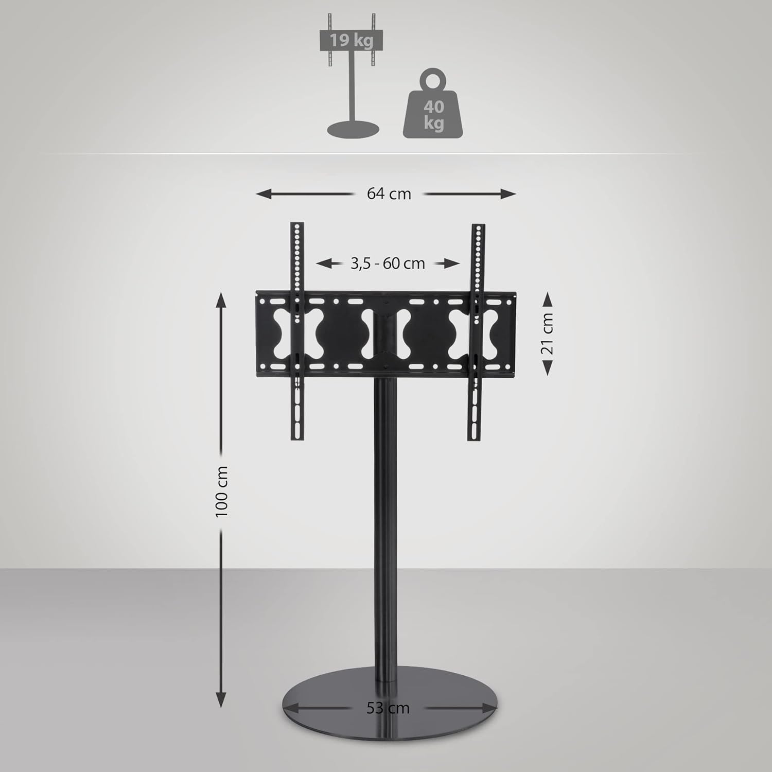 Bild von CLP TV Ständer aus Edelstahl oder Metall TV-Standfuß, (Universal TV Halterung mit verstellbarem Rahmen)
