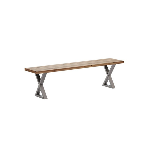 Bild von MCA Furniture Sitzbank Bank Palazzo – Wildeiche mit Edelstahlgestell