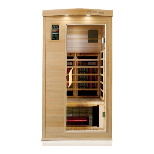 Bild von Dewello Infrarotkabine Infrarotsauna PIERSON PRO 100cm x 100cm Hemlock Zeder inkl. DUO Strahler, Vollspektrumstrahler, Bodenstrahler