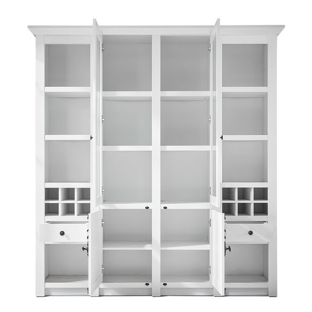 Bild von Großer Buffet-Schrank WINGST-61 im klassischen Landhaus Stil Dekor Pinie weiß Nb. inkl. LED B/H/T ca. 194x207x45cm