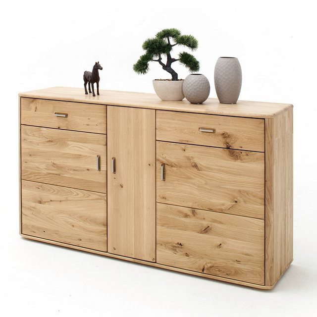 Bild von Lomadox Sideboard ROSARIO-05, für Wohn- & Esszimmer, aus Balkeneiche Bianco massiv - : 156/90/44cm
