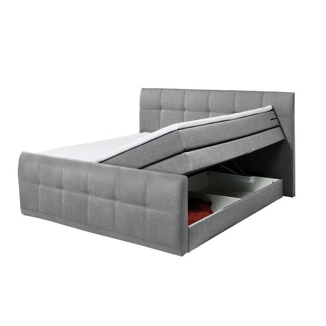 Bild von Boxspringbett Hotelbett mit Bettkasten 180x200 cm SACRAMENTO-09 in grau, 4 cm Komfort T25 Schaum-Topper