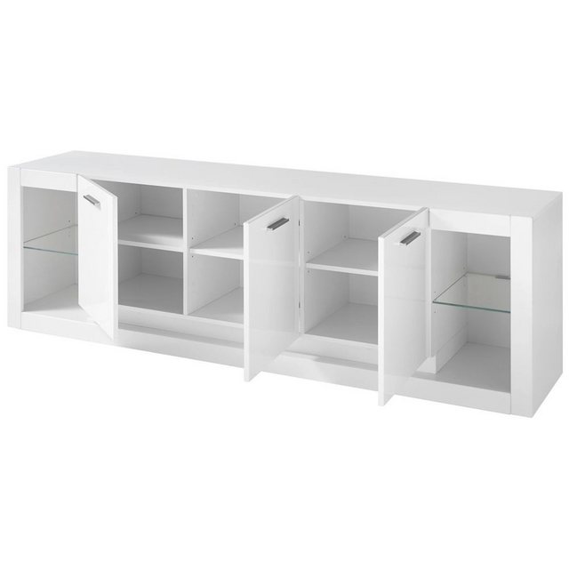 Bild von Lomadox Wohnwand MAILAND-61, Modernes Design Set mit Sideboard in Hochglanz weiß, : 398/198/43cm
