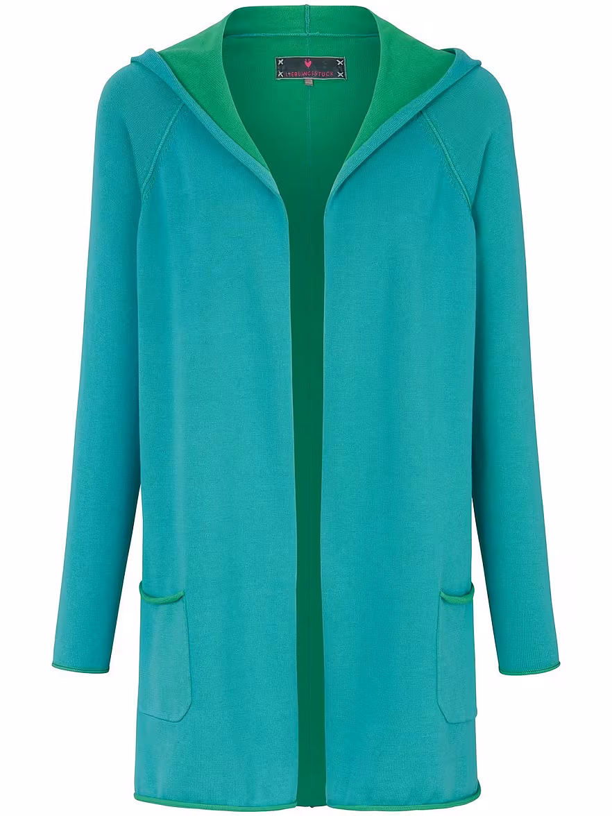 Bild von LIEBLINGSSTÜCK - Long-Strickjacke, türkis, Gr. 42 / M - Baumwolle