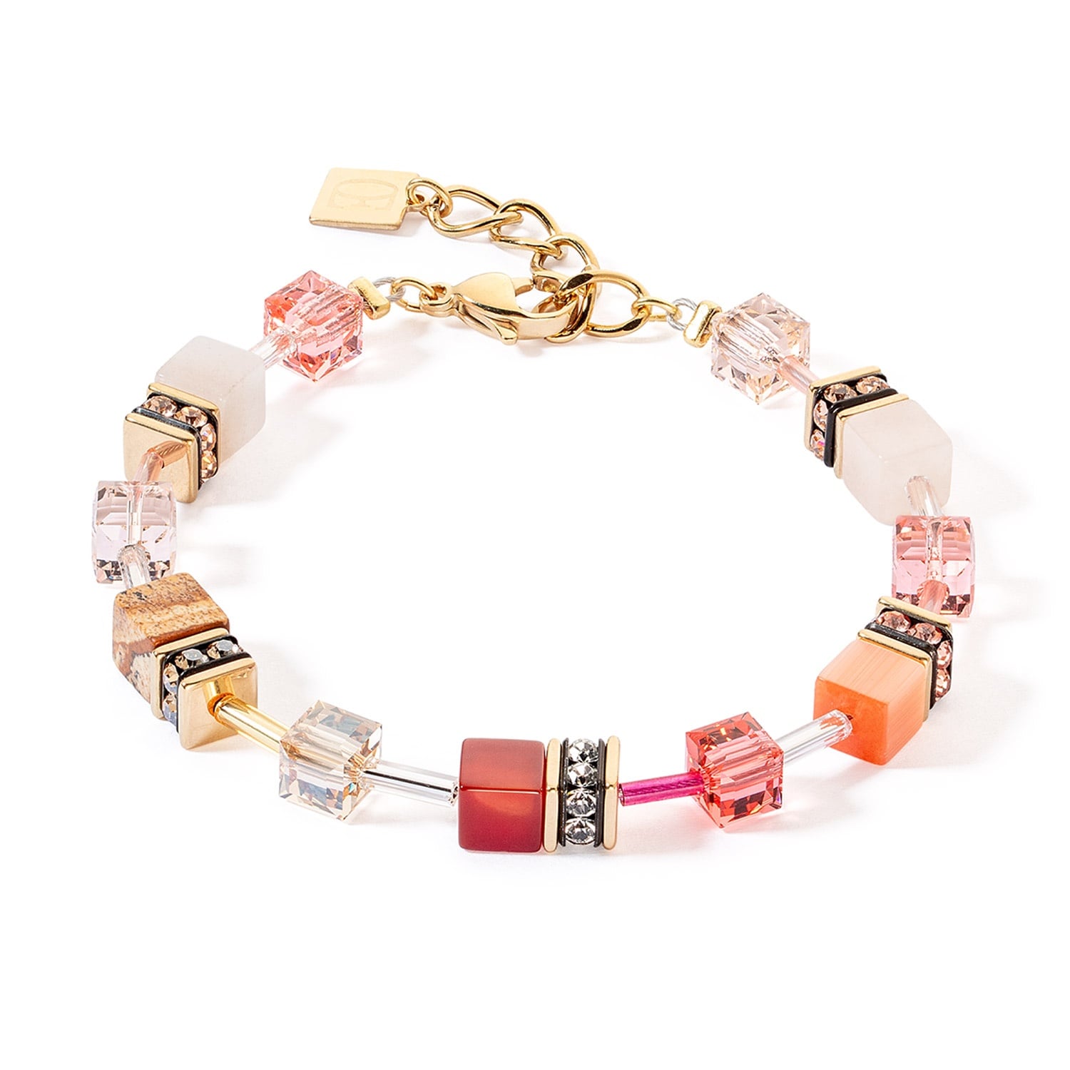 Bild von Coeur de Lion 4905/30-0310 Damen-Armband GeoCUBE Iconic Precious rot-beige