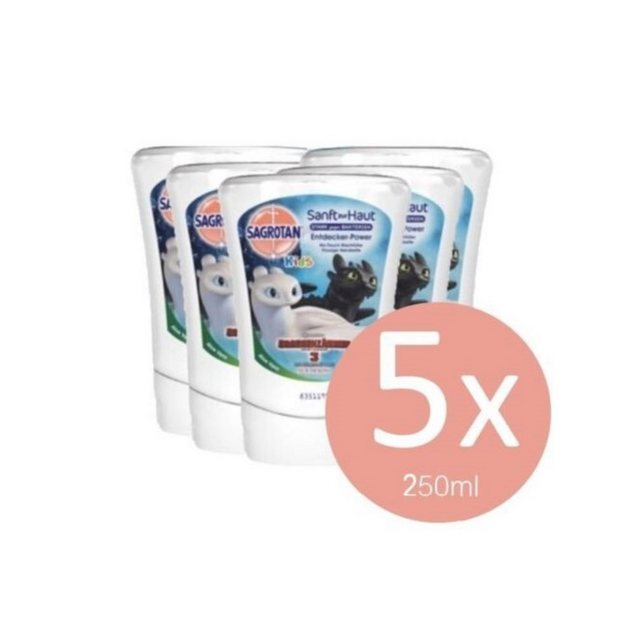 Bild von SAGROTAN Seifen-Set Nachfüll Seife Set 250ml Kinder Handseife Flüssigseife, 5-tlg., Nachfüller Reinigung Pflege für alle Hauttypen geeignet Seife sanft
