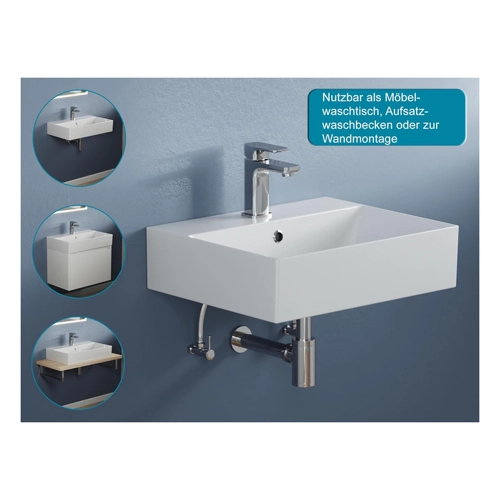 Bild von Aqua Bagno | Eckiges Design Waschbecken mit dünnem Rand, schwarz matt