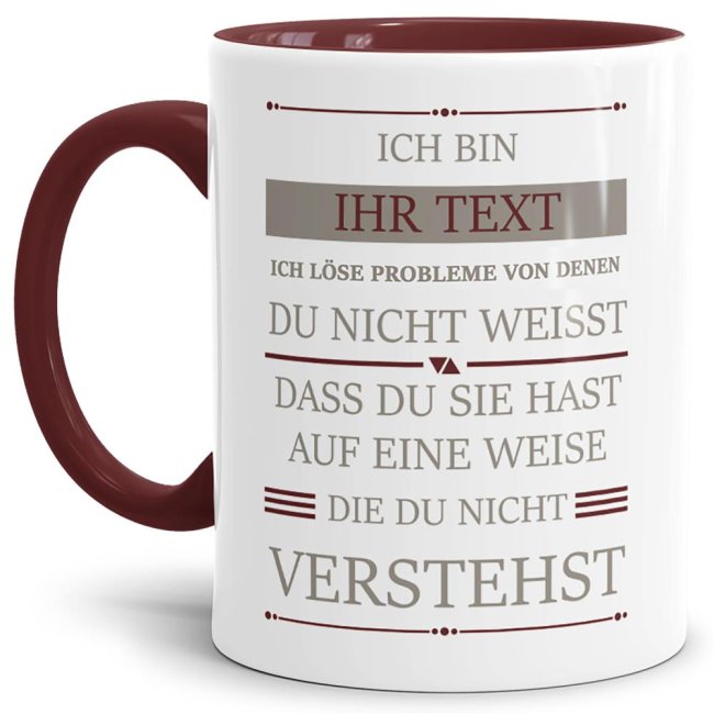 Bild von Berufe-Berufe-Tasse - Ich löse Probleme - Eigener Beruf - Weinrot