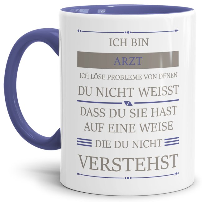 Bild von Berufe-Tasse - Ich bin Arzt, ich löse Probleme, die du nicht verstehst - Cambridge Blau