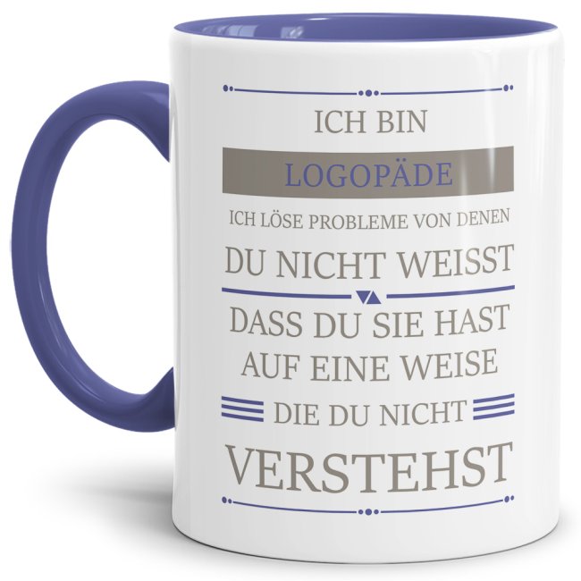 Bild von Berufe-Tasse - Ich bin Logopäde, ich löse Probleme, die du nicht verstehst - Cambridge Blau