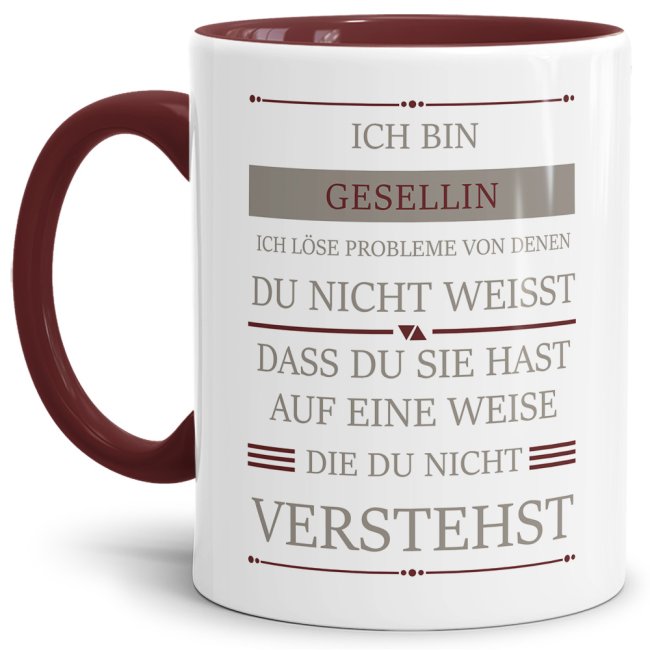 Bild von Berufe-Tasse - Ich bin Gesellin, ich löse Probleme, die du nicht verstehst - Weinrot