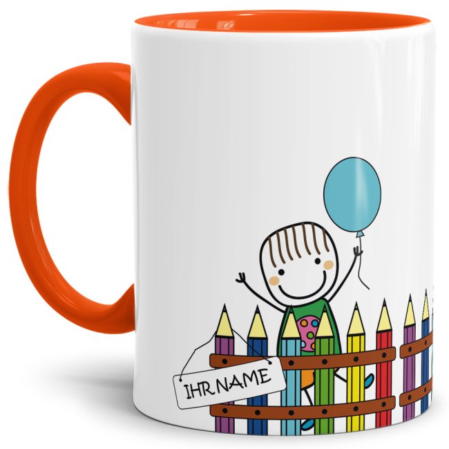 Bild von Tasse zur Einschulung - Einschulung Junge Orange