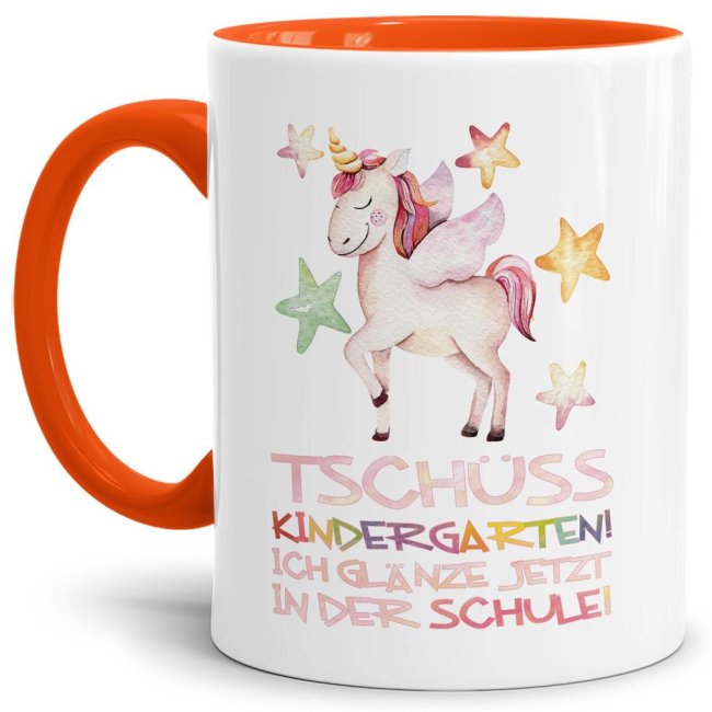 Bild von Tasse zur Einschulung - Tschüss Kindergarten Orange