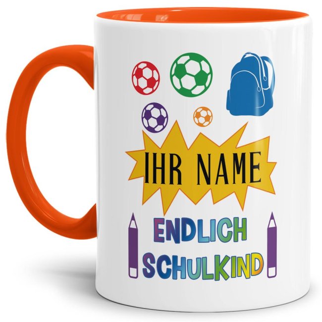 Bild von Tasse zur Einschulung - Endlich Schulkind 2 Orange