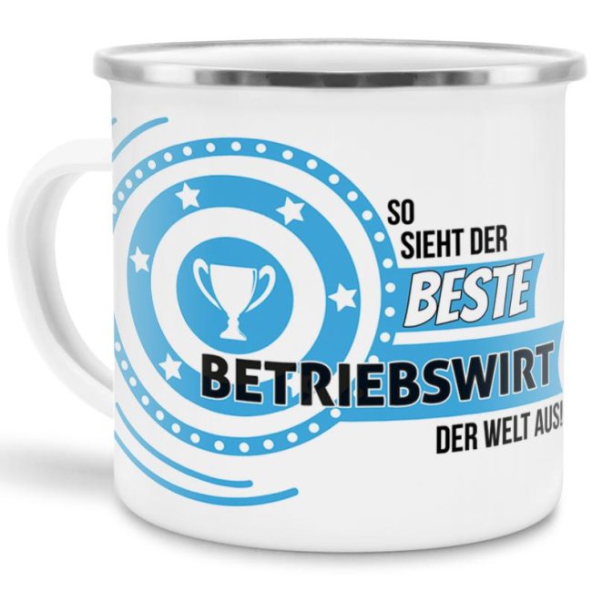 Bild von Emaille-Tasse mit Spruch - So sieht der beste Betriebswirt aus