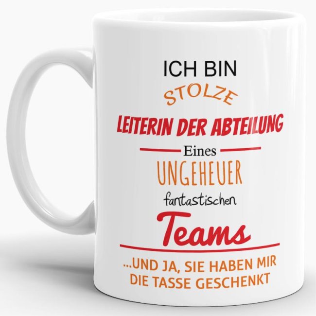 Bild von Tasse Stolze Leiterin der Abteilung eines ungeheuer fantastischen Teams