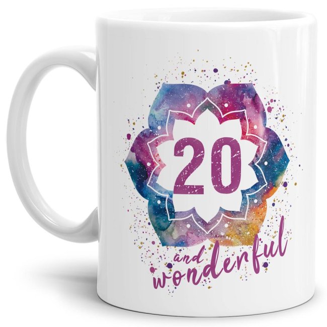 Bild von Geburtstagstasse - 20 and Wonderful - Weiß