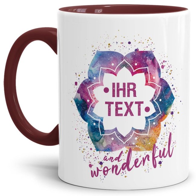 Bild von Geburtstagstasse - Wonderful -Alter wählbar- Innen & Henkel Weinrot