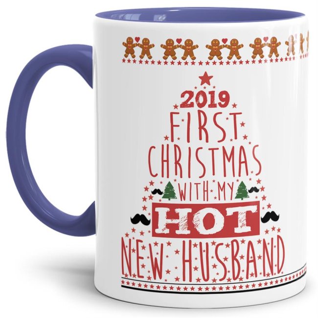 Bild von Weihnachtstasse - 1. Weihnachten mit Ehemann - Cambridge Blau