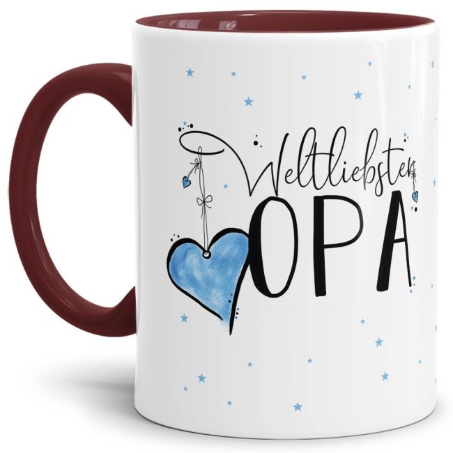 Bild von Tasse - Weltliebster Opa - Innen & Henkel Weinrot