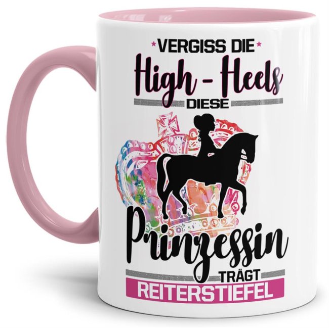 Bild von Tasse Sportlerin - Diese Prinzessin trägt Reiterstiefel - Innen & Henkel Rosa