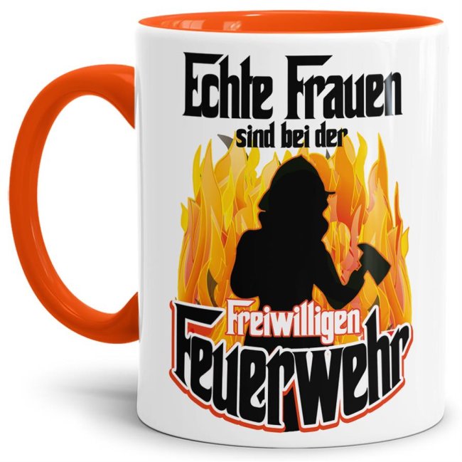 Bild von Tasse - Echte Frauen sind bei der Freiwilligen Feuerwehr - Orange