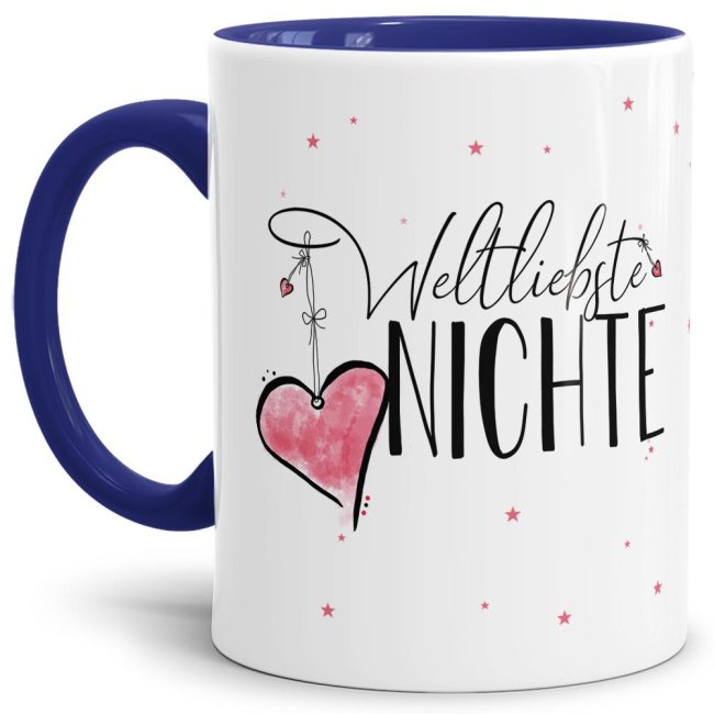 Bild von Tasse - Weltliebste Nichte Innen & Henkel Dunkelblau