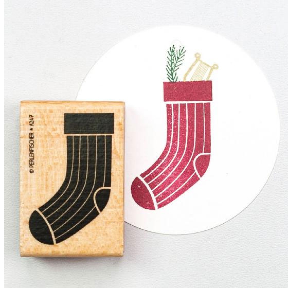 Bild von Perlenfischer Stempel Weihnachten: SOCKE mit Streifen