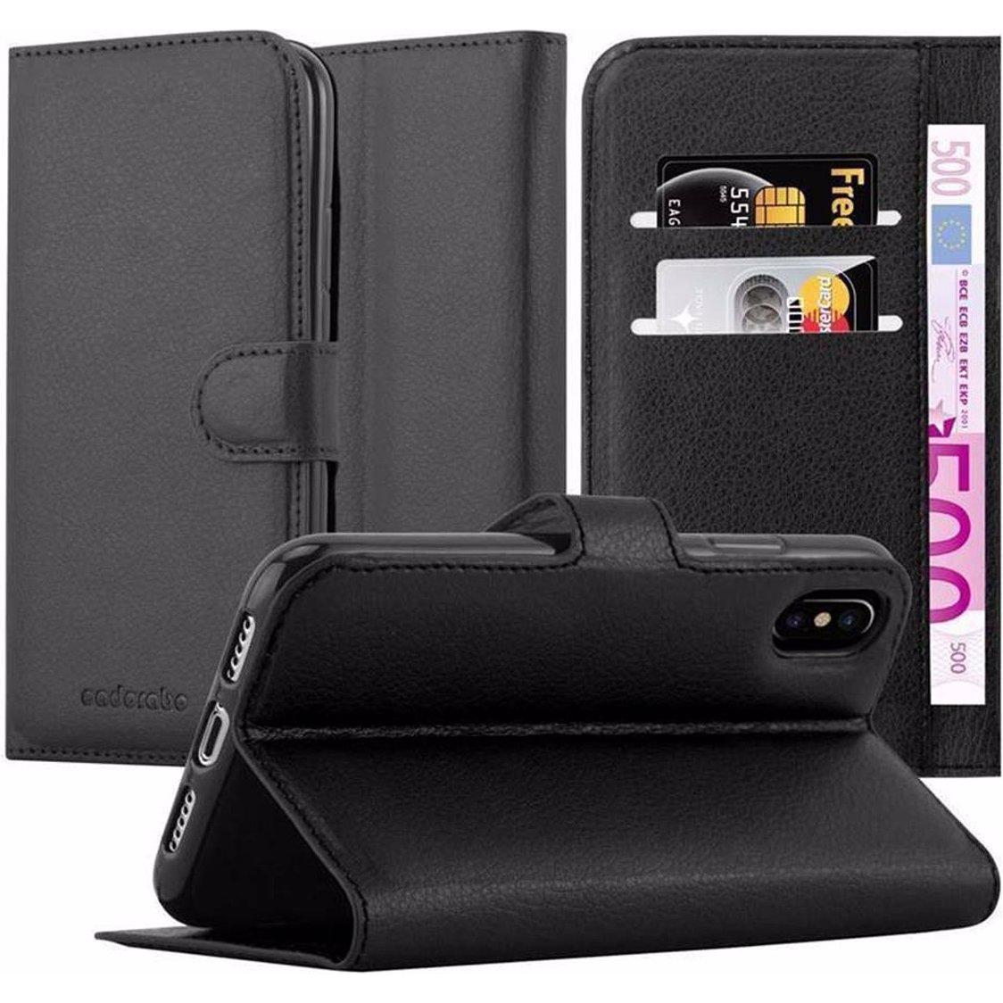 Bild von Cadorabo Book mit Standfunktion Cover (Apple iPhone XS Max), Smartphone Hülle, Schwarz