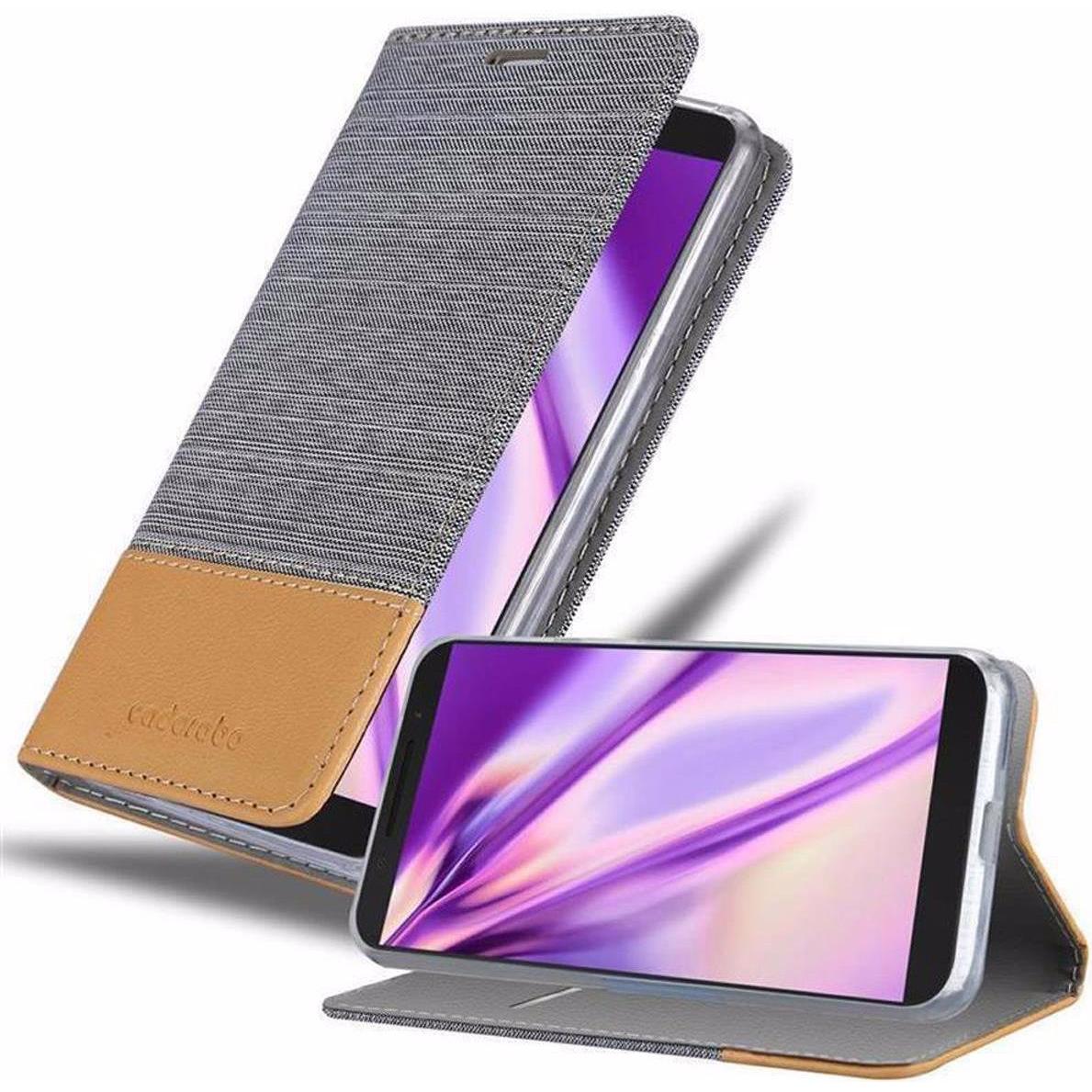 Bild von Cadorabo Book Jeans Optik Cover (Alcatel 3x), Smartphone Hülle, Grau