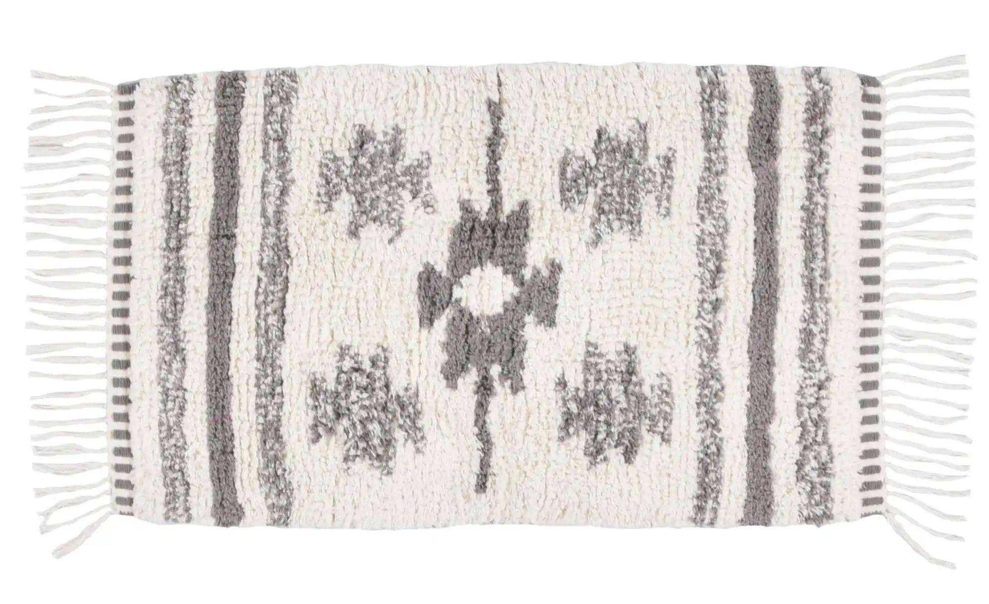 Bild von TOM TAILOR HOME Badematte Ethno Bath, Höhe 20 mm, fußbodenheizungsgeeignet, Baumwolle, rechteckig, Badteppich, Berber Look, mit Fransen, reine Baumwolle