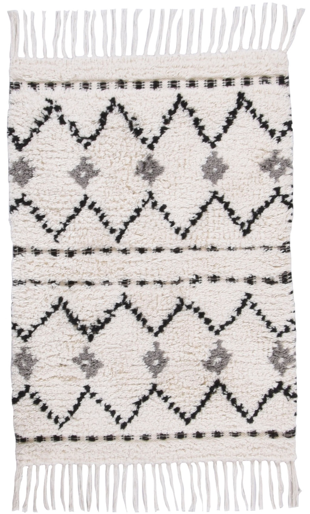 Bild von TOM TAILOR HOME Badematte Ethno Bath, Höhe 20 mm, fußbodenheizungsgeeignet, Baumwolle, rechteckig, Badteppich, Berber Look, mit Fransen, ZickZack Muster, reine Baumwolle