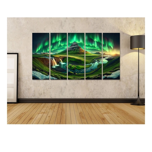 Bild von Islandburner 5-teiliges XXL Wandbild auf Canvas