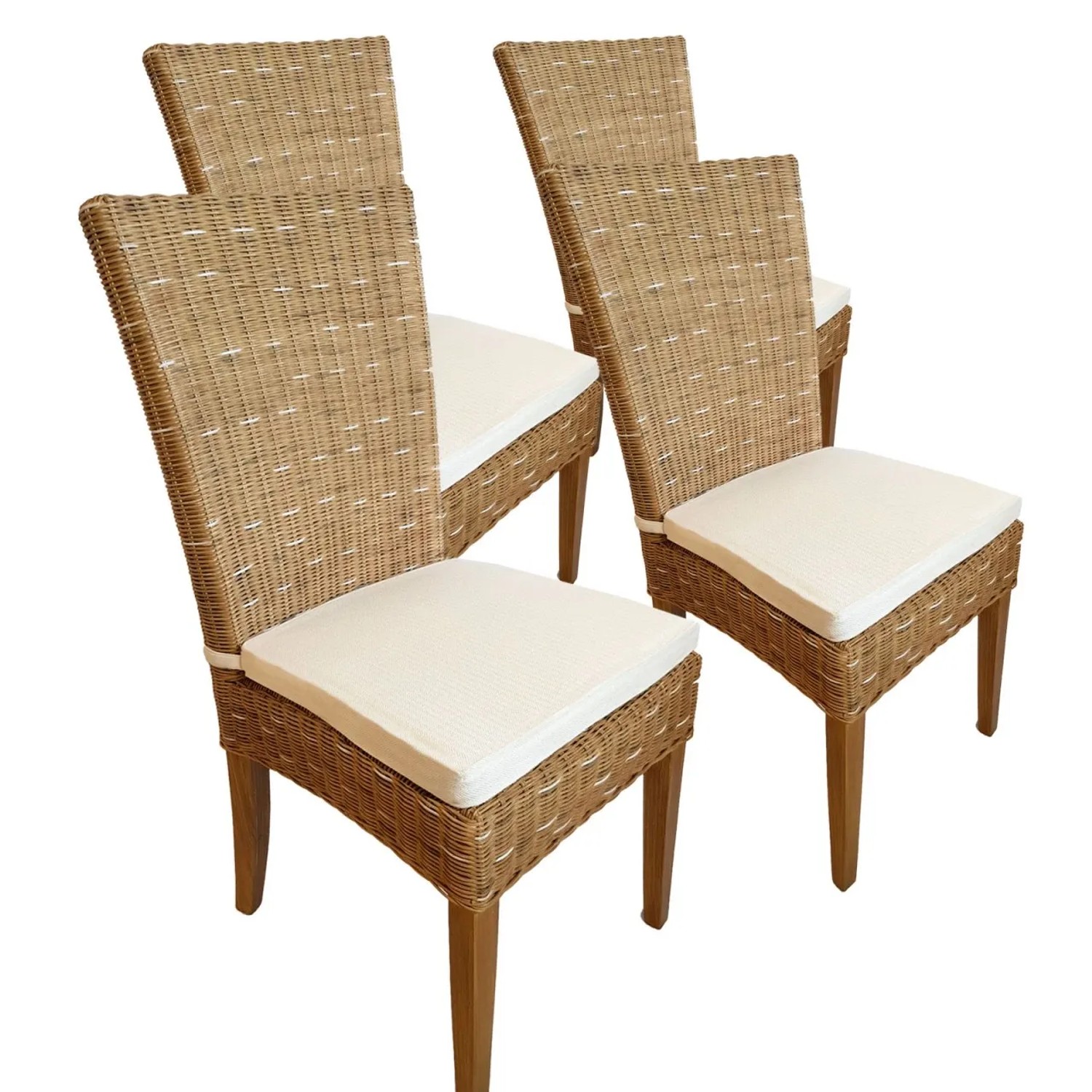 Bild von Casamia 4er Rattanstuhl Cesena mit Sitzkissen Hellbraun