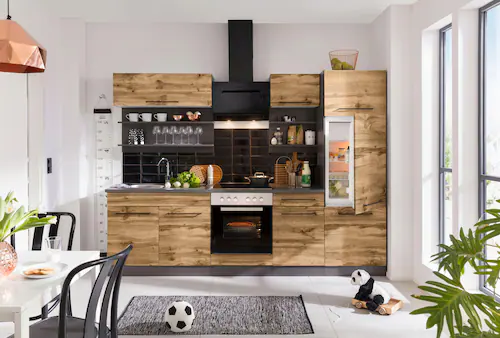 Bild von KOCHSTATION Küchenzeile "KS-Tulsa", ohne E-Geräte, Breite 270 cm, schwarze Metallgriffe, MDF Fronten