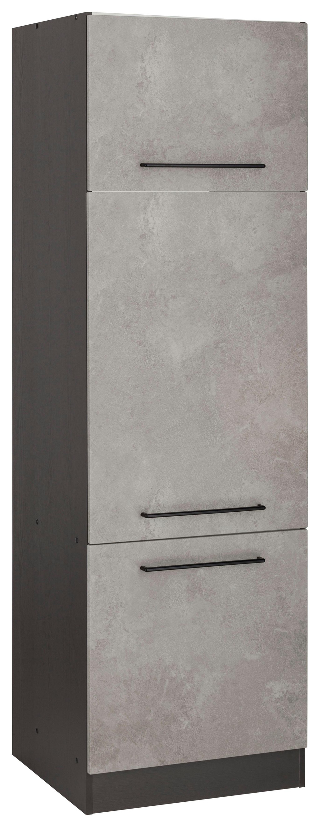 Bild von KOCHSTATION Kühlumbauschrank "KS-Tulsa", 60 cm breit, 200 cm hoch, 3 Türen, schwarzer Metallgriff