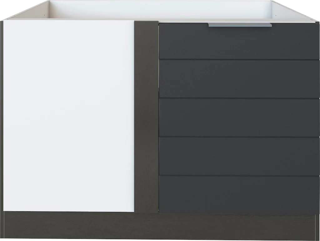 Bild von KOCHSTATION Eckunterschrank "KS-Luhe", 120 cm breit, hochwertige MDF-Fronten mit waagerechter Lisene