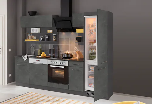 Bild von KOCHSTATION Küchenzeile "KS-Tulsa", ohne E-Geräte, Breite 270 cm, schwarze Metallgriffe, MDF Fronten