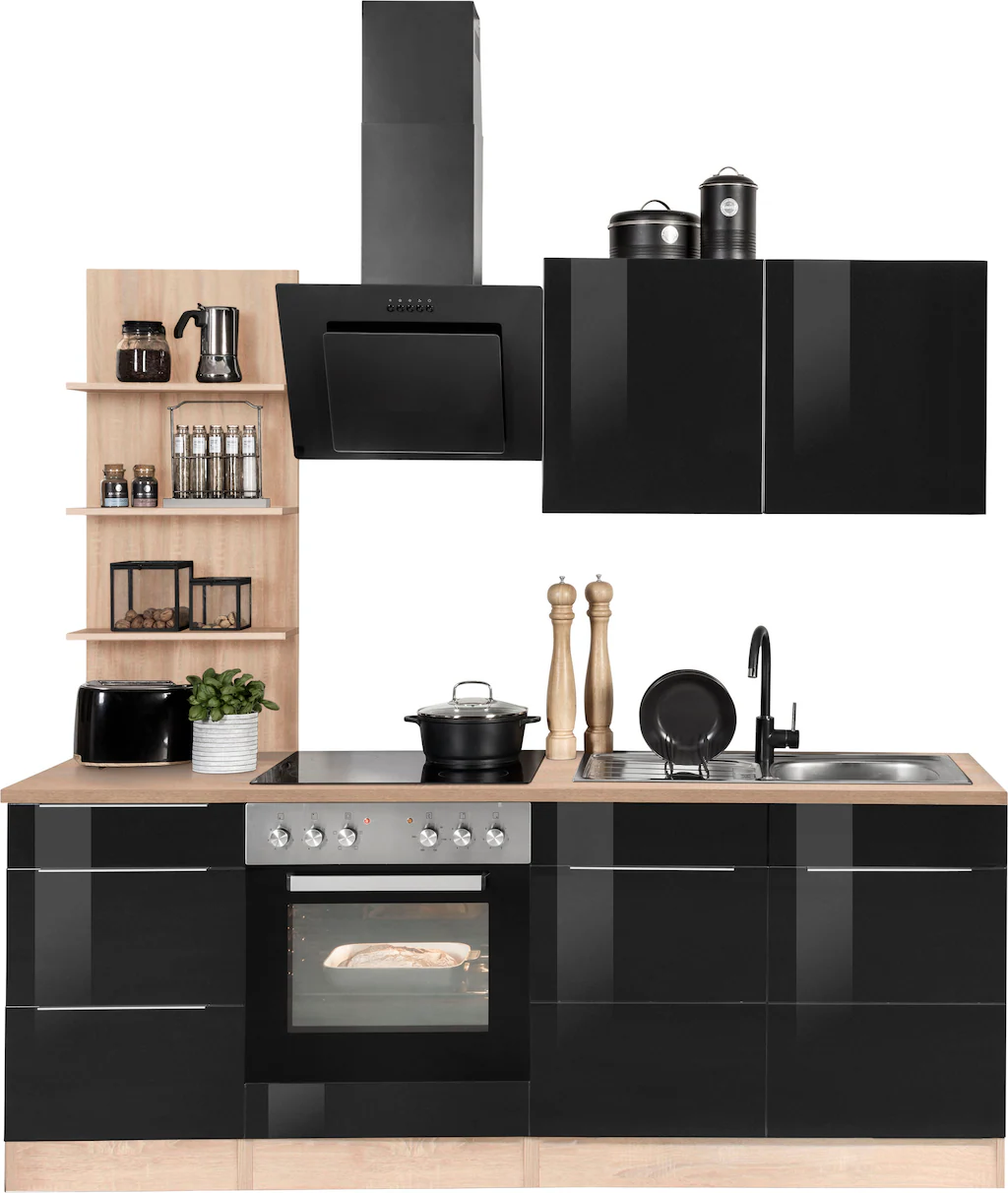 Bild von KOCHSTATION Küchenzeile "KS-Brindisi", Breite 210 cm, wahlweise mit E-Geräten, mit MDF-Fronten und Regal