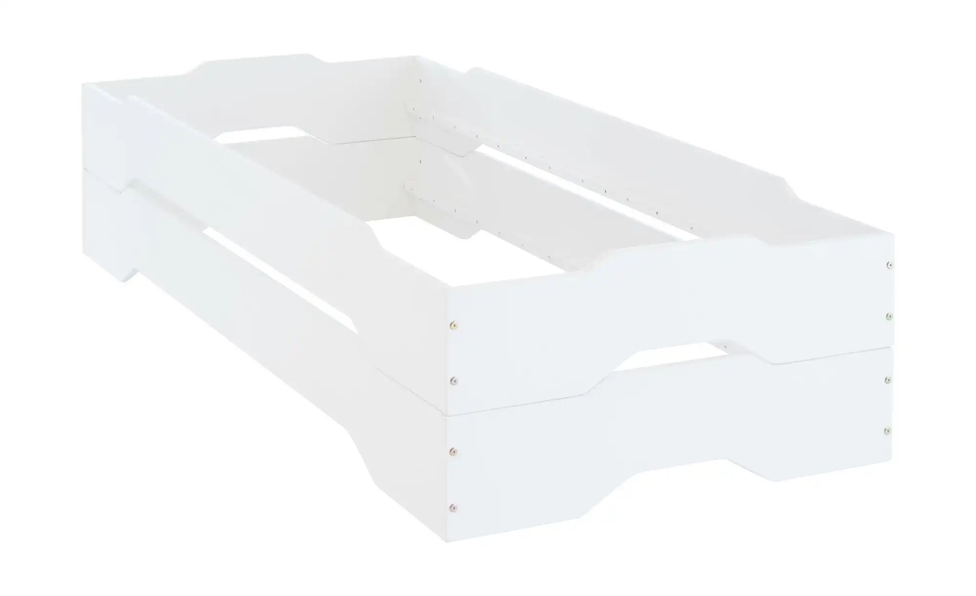 Bild von Stella Trading DOUBLE Stilvolles Doppelbett mit zwei Liegeflächen 90 x 200 cm - Komfortables Stapelbett aus massiver Kiefer, Weiß - 96 x 47 x 205 cm (B/H/T)
